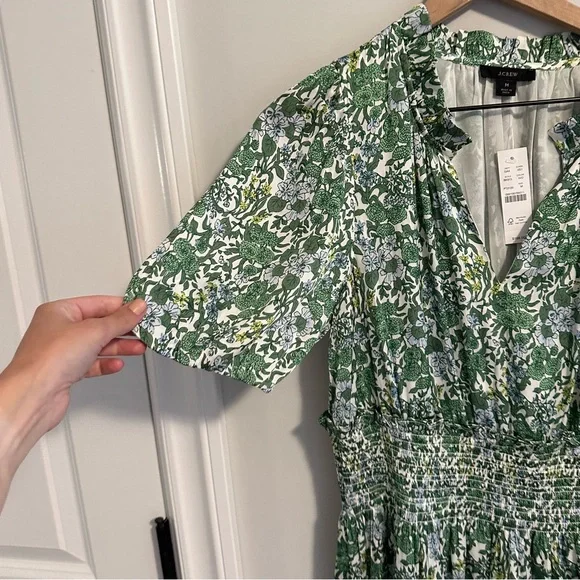 NWT J. Crew Green Blue Floral Maxi Dress Medium - Picture 13 of 15